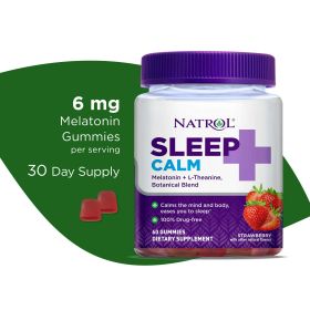 Natrol¬Æ Sleep+‚Ñ¢ Calm Melatonin Gummies for Adults, Strawberry Flavor, 60 Count