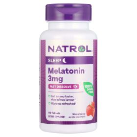 Natrol¬Æ Sleep Melatonin Fast Dissolve Tablets, Nighttime Sleep Aid, Strawberry Flavor, 3mg, 90 Count