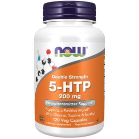 NOW Supplements, 5-HTP (5-hydroxytryptophan) 200 mg, Double Strength, Neurotransmitter Support*, 120 Veg Capsules