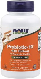 NOW Supplements, Probiotic-10‚Ñ¢, 100 Billion, with 10 Probiotic Strains,Dairy, Soy and Gluten Free, Strain Verified, 30 Veg Capsules