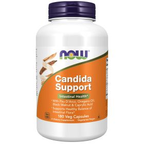 NOW Supplements, Candida Support with Pau D'Arco, Oregano Oil, Black Walnut & Caprylic Acid, 180 Veg Capsules